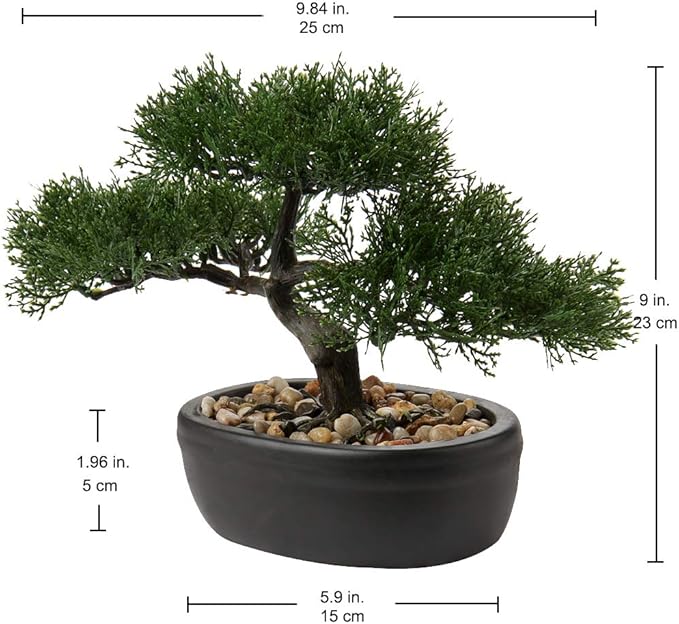 Artificial Bonsai Tree Juniper Faux Plants Indoor Small Fake Plants Decor with Ceramic Pots for Home Table Office Desk Bathroom Shelf Bedroom Living Room Farmhouse Decorations-VerdiqueGarden