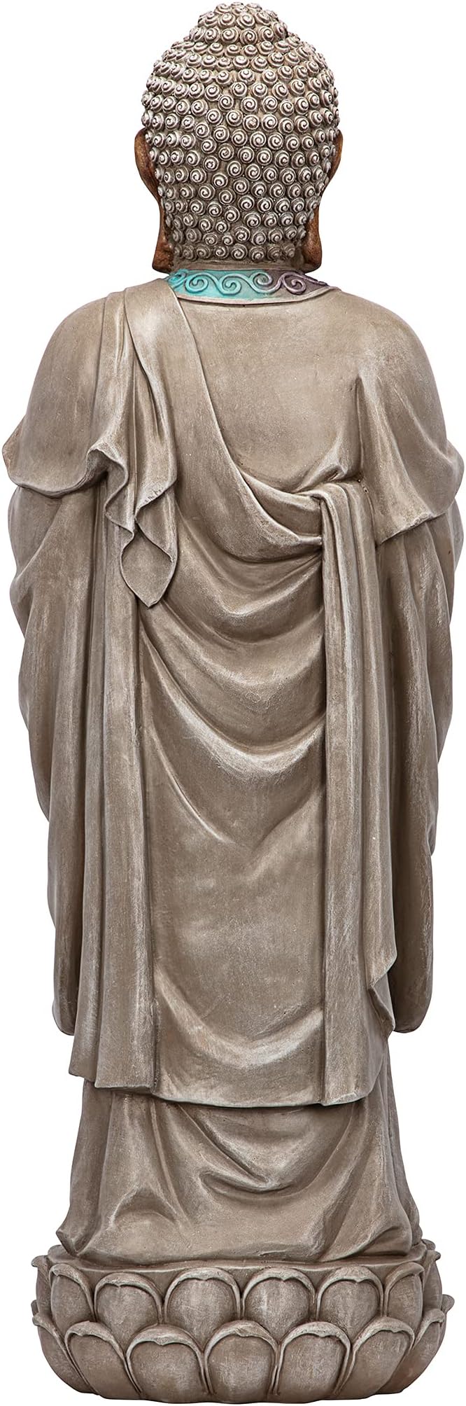 Design Toscano Bodh Gaya Asian Garden Statue, 9 inches wide, 30 inches tall, Cast Stone Resin, Faux Stone & Metallic Finish-VerdiqueGarden