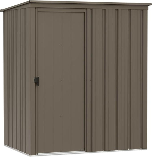 Cover It 5' x 3' Galvanized Steel Outdoor Storage Shed with Pent Roof and Lockable Sliding Doors, Weather-Resistant Steel Storage Shed for Backyards, Tan-VerdiqueGarden