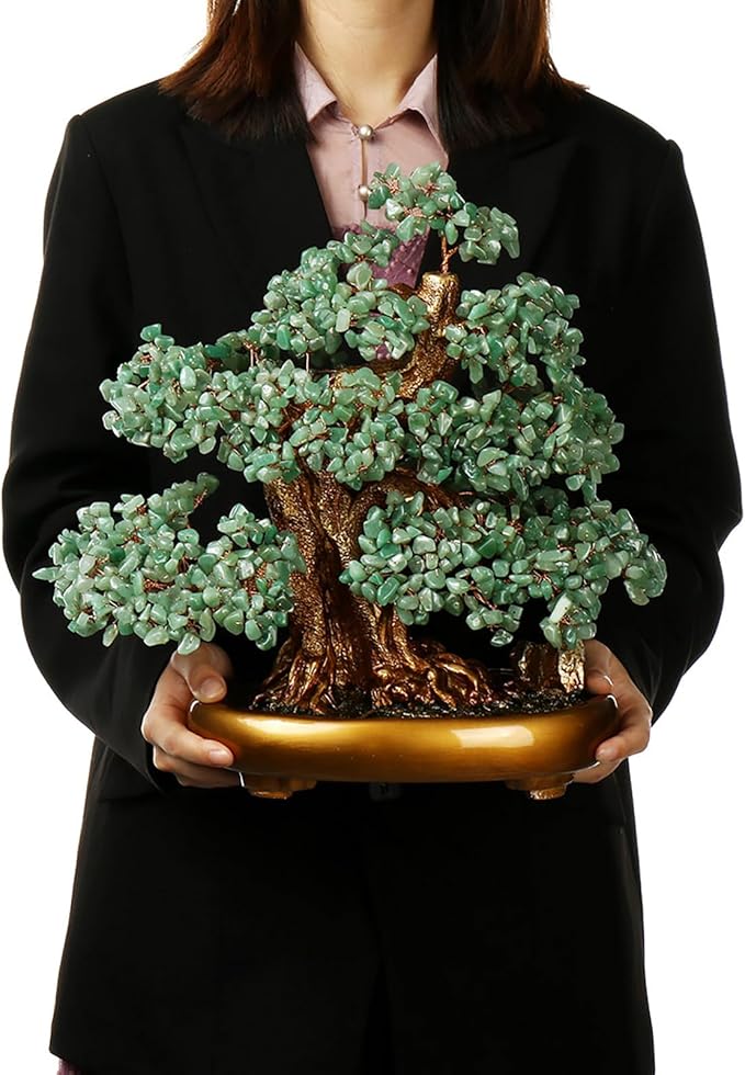Feng Shui Money Tree Large Crystal Quartz Lucky Tree Gem Tree for Office Home Feng Shui Decoration for Wealth/Fortune and Luck (Aventurine)-VerdiqueGarden