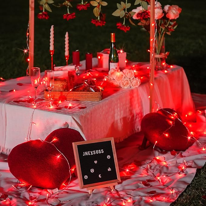 JMEXSUSS Red Christmas Lights Clear Wire, 66ft 200 LED Red Christmas String Lights Outdoor Indoor Plug in, 8 Modes Red String Twinkle Fairy Lights for Room Party Tree Decorations-VerdiqueGarden