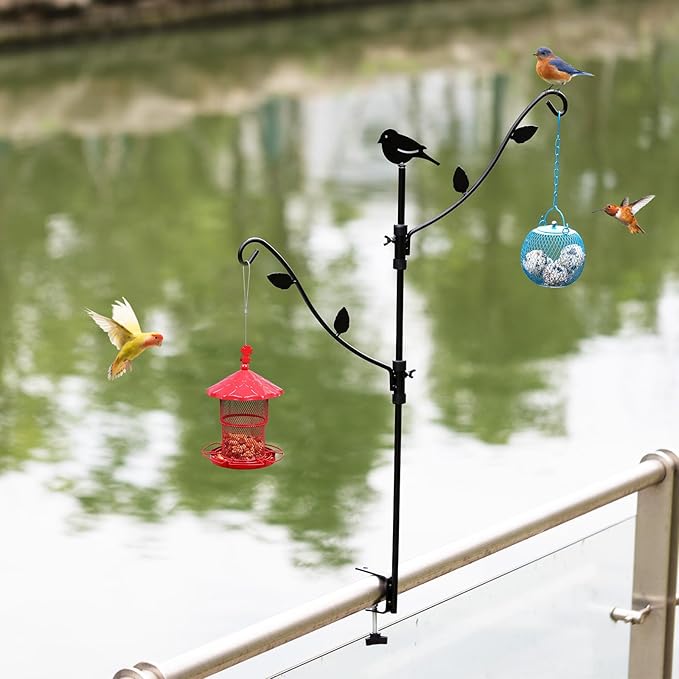 Deck Bird Feeder with Multi-Hooks and Adjustable Branches for Porch-VerdiqueGarden