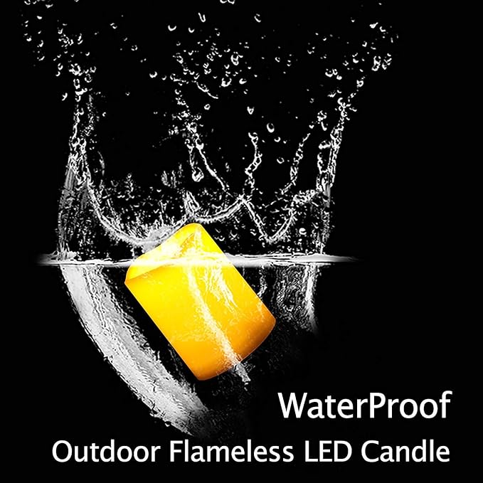 2 Waterproof Outdoor Battery Operated Flameless LED Pillar Candles with Timer Flickering Plastic Resin Electric Decorative Light for Lantern Patio Garden Home Decor Party Wedding Deco 3x4 Inch-VerdiqueGarden
