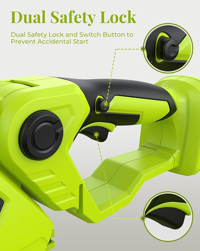 Hedge Trimmer Cordless with Battery, 2-in-1 Electric Handheld Grass Shear Cutter with 2 Pack Rechargeable Battery, Mini Bush Trimmer Kit for Garden Yard Lawn Pruning, Green-VerdiqueGarden