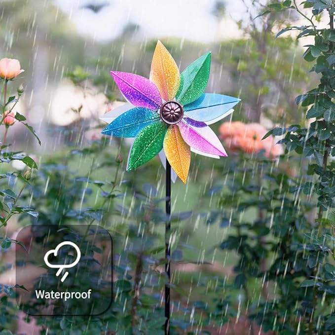 DREAMYSOUL Wind Spinners for Yard and Garden, 37" Wind Spinner Metal Colorful Kinetic Sculpture Spinners for Outdoor Patio Yard Lawn Garden Decorations (Double Blade)-VerdiqueGarden