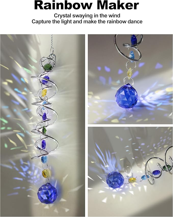 1 Pack Crystal Suncatcher, Hanging Sun Catcher Prism with String Rainbow Maker Suncatchers for Windows, Room, Outdoor, Car Mirror, Whimsical Home Garden Decor-VerdiqueGarden