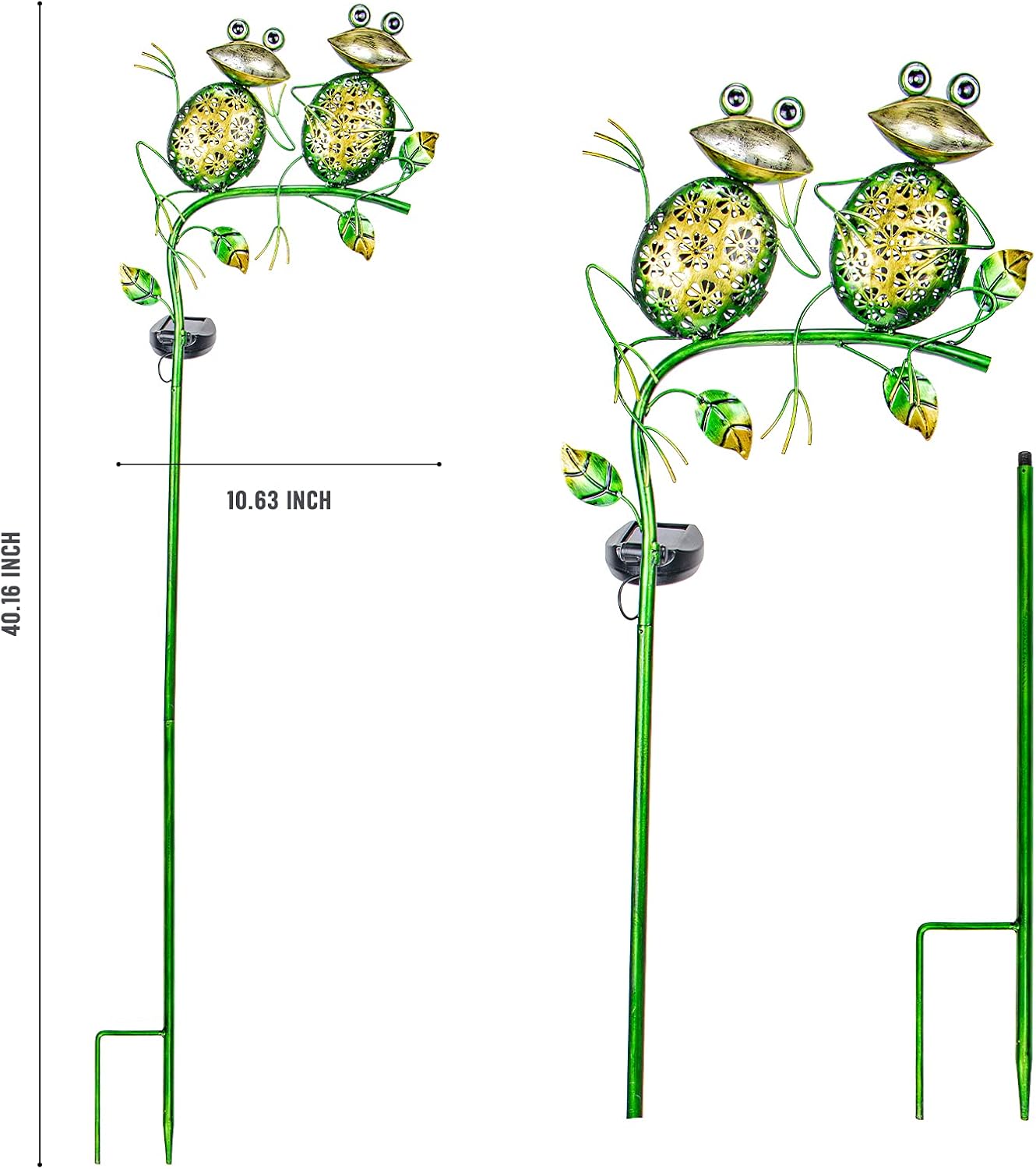 Bshine Outdoor Solar Garden Decorative Frog Lights, Waterproof LED Metal Stake Yard Art for Backyard, Path, Lawn Ornaments for Mom Gifts, Mother's Day Gifts-VerdiqueGarden