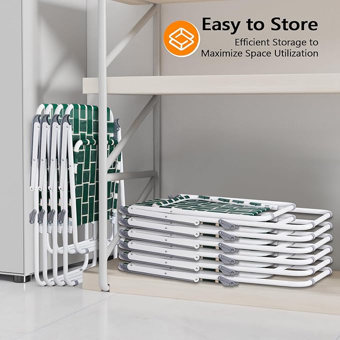 VINGLI Patio Lawn Webbed Folding Chairs Outdoor Beach Portable Camping Chair for Yard, Garden (2, Dark Green, Oversized)-VerdiqueGarden