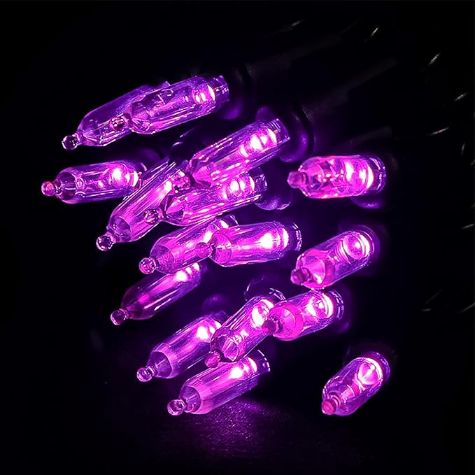 Purple Halloween LED Lights - 2 Pack 100 Count Purple Christmas String Lights for Tree, Party, Holiday, Indoor/Outdoor Halloween Decorations, 2 Sets 33 Feet Black Wire, UL Certified, Connectable-VerdiqueGarden