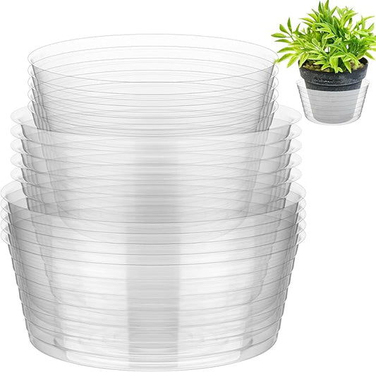 Hoolerry Plastic Plant Saucer Clear Deep Drip Tray Thickened Clear Plant Saucers Trays for Pots Deep Drip Trays for Home Garden Indoor and Outdoor Potted(15 Pcs,8, 10, 12 Inch)-VerdiqueGarden