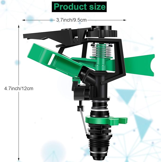 1/2 Inch Plastic Impact Sprinklers Heads Adjustable 0-360 Degree Pulsating Oscillating Watering Sprinkler Head for Garden Law Grass Yard Irrigation Supplies (4 Pieces)-VerdiqueGarden