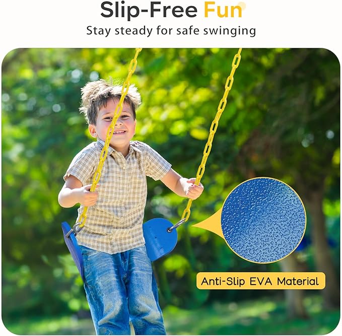 DECORLIFE 2-Pack Swing Seats for Swing Set, Support 330lb, Swings Replacement Kits with Coated Chains for Kids Adults, Swing Set Accessories with Snap Hooks for Outdoor Backyard Playground, Blue-VerdiqueGarden