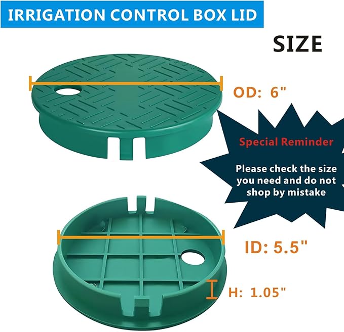 ID 5.5 "OD 6" Sprinkler Valve Cover Green Sprinkler Cover Irrigation Valve Box Cover 6 Inch Suitable for Greenhouse Cover for Sprinkler Valve Grass Sprinkler Box Cover Irrigation Box Lid-VerdiqueGarden