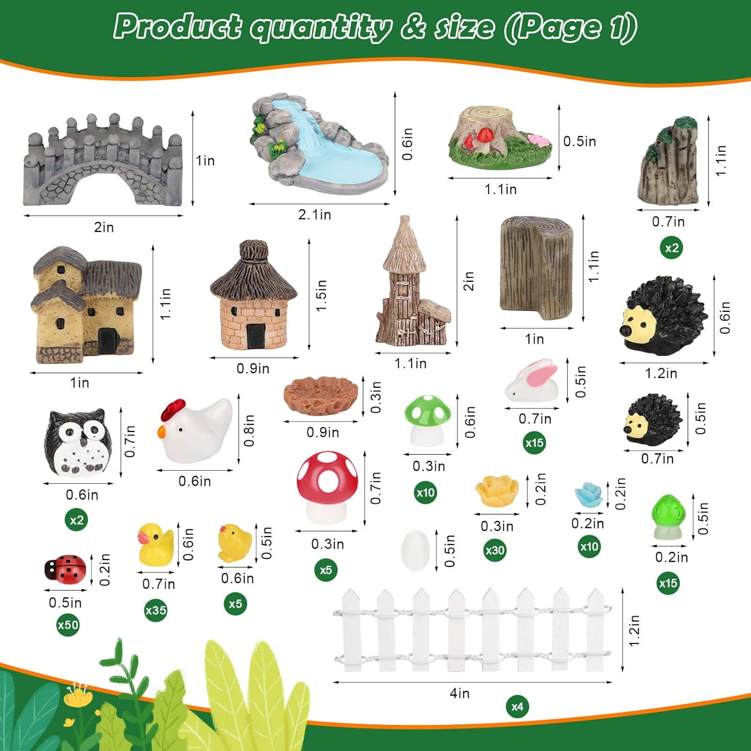 Thrilez 210 Pieces Miniature Fairy Garden Accessories, Including Resin Animals, Miniature Figurines, Micro Landscape Ornaments Kit, Fake Diorama Trees for Fairy Garden Decor-VerdiqueGarden