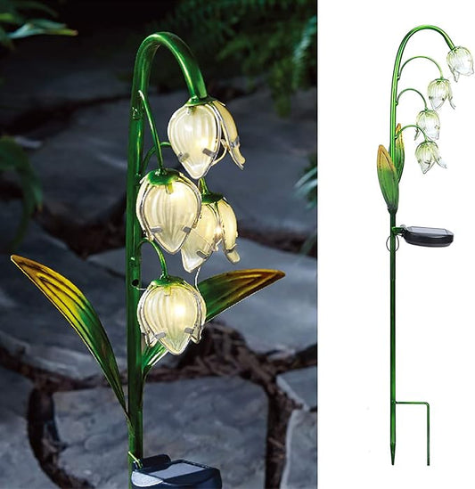 VCUTEKA Solar Garden Decor Stake Outdoor Light Glass Flower Stake for Yard Lawn Decor Backyard Decorations-VerdiqueGarden