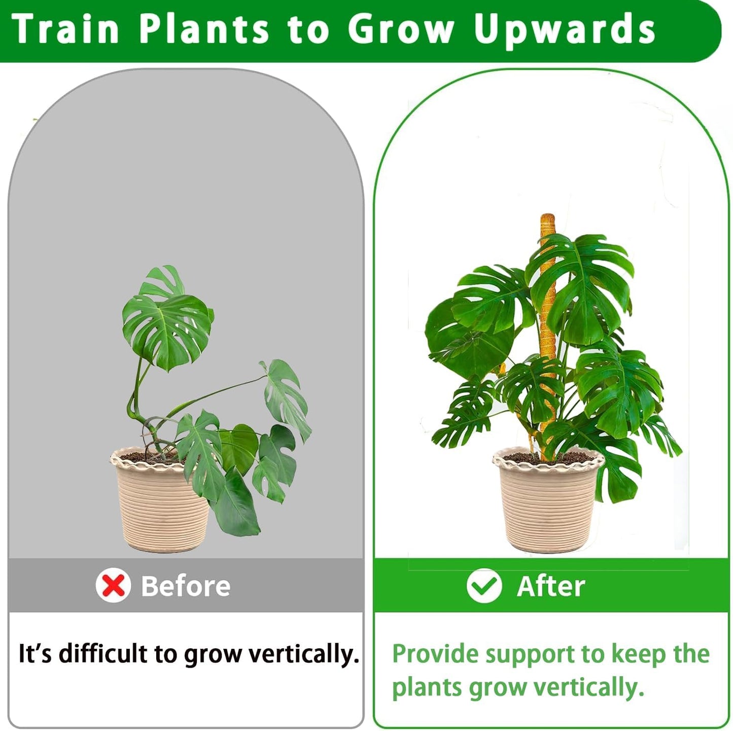 Moss Pole, 4 Pack 17Inch Monstera Plant Support for Climbing Plants Accessories Indoor -Stackable Moss Poles Plant Support Stakes -Coir Plant Pole Sticks for Potted Plants -Pothos, Tall Plant Trellis-VerdiqueGarden