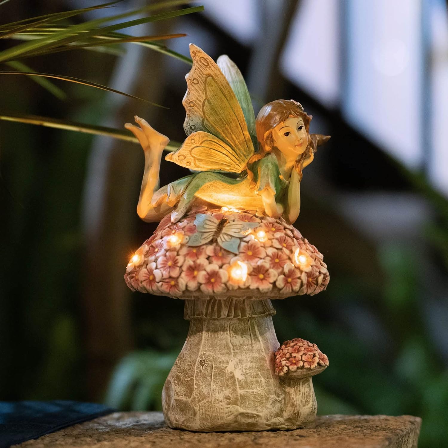 Garden Fairy Decor for Outside, Fairy Garden,Flower Fairy Outdoor Statue,Solar Powered Resin Ornaments,Patio Lawn Yard Porch, Garden Fairy Figurines for Home Garden Gifts,8.66inches Tall-VerdiqueGarden