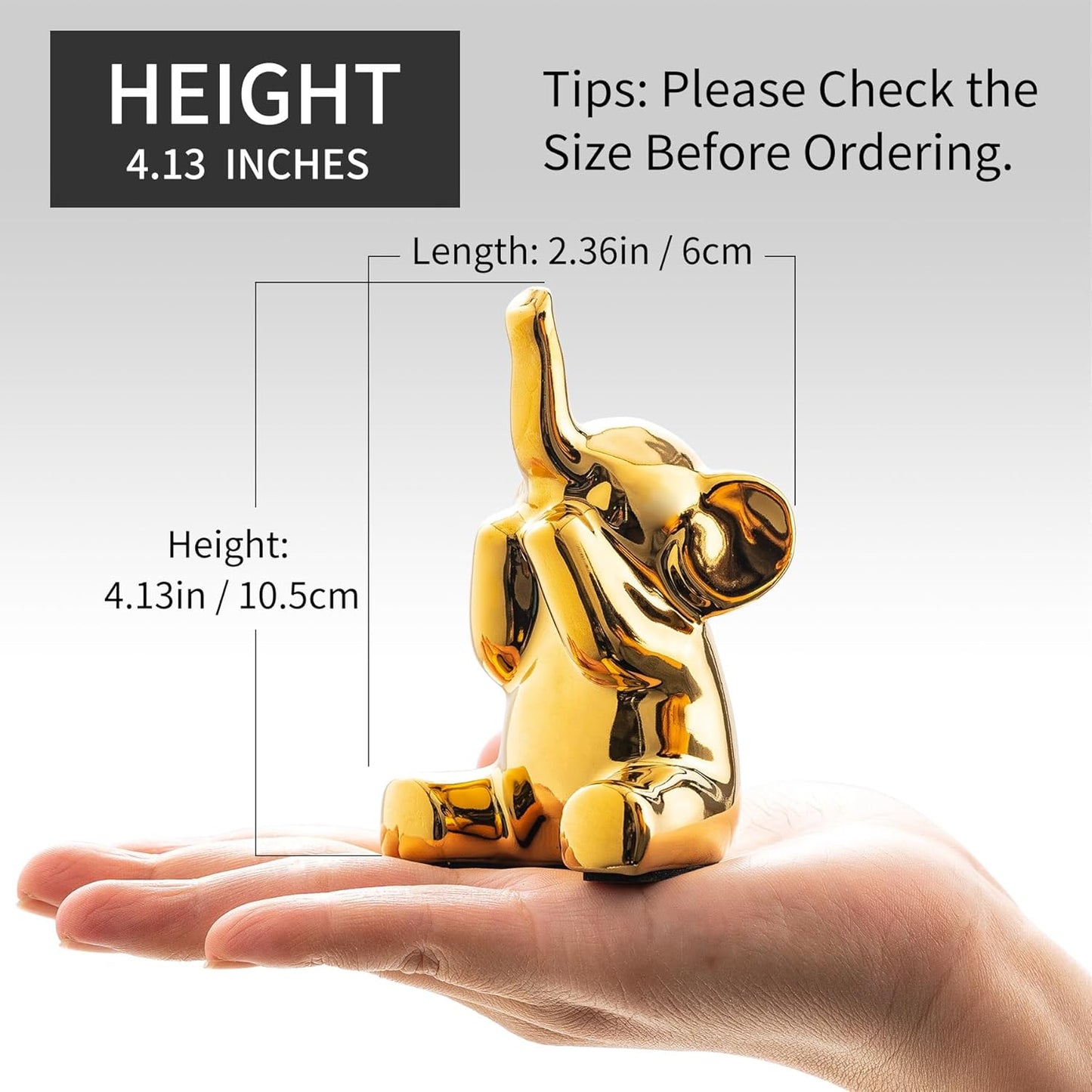 Loving Pair of Small Gold Elephant Statues Gold Home Decor Modern Boho Style Figurine Decorative Ornaments for Living Room, Bedroom, Office Desktop, Cabinets, Shelf-VerdiqueGarden
