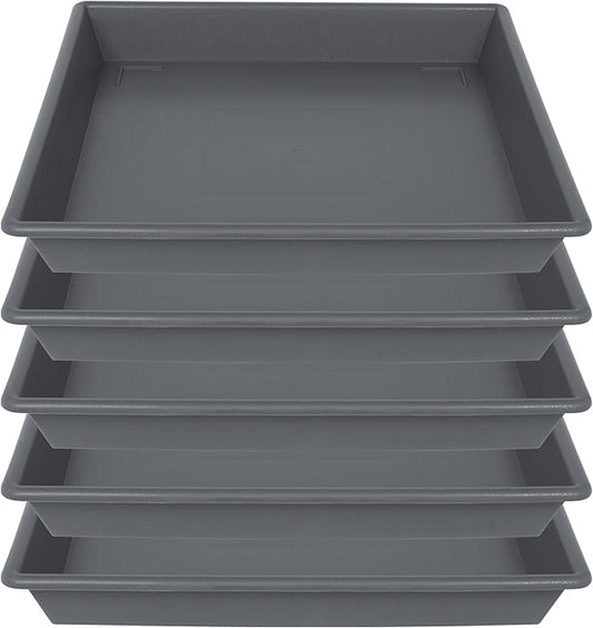 Square Plant Saucer 10 Inch 5 Pack, Plant Stand Flower Pot No Holes, Gray Plant Trays for Pots Heavy Duty Plastic Plant Saucers for Indoors Outdoors Plant Lover Gardening Gifts-VerdiqueGarden