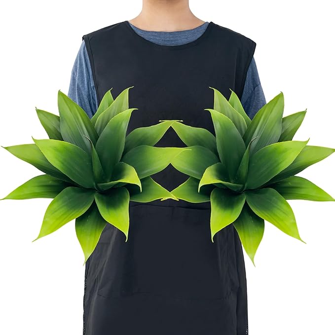 Fake Plants Artificial Agave Plants,Large UV Resistant Fake Agave Planters for Indoor and Outdoor Decorating Tropical Plant Succulents Greenery Indoor Decor((2Pack Light Green) 13.8"-VerdiqueGarden