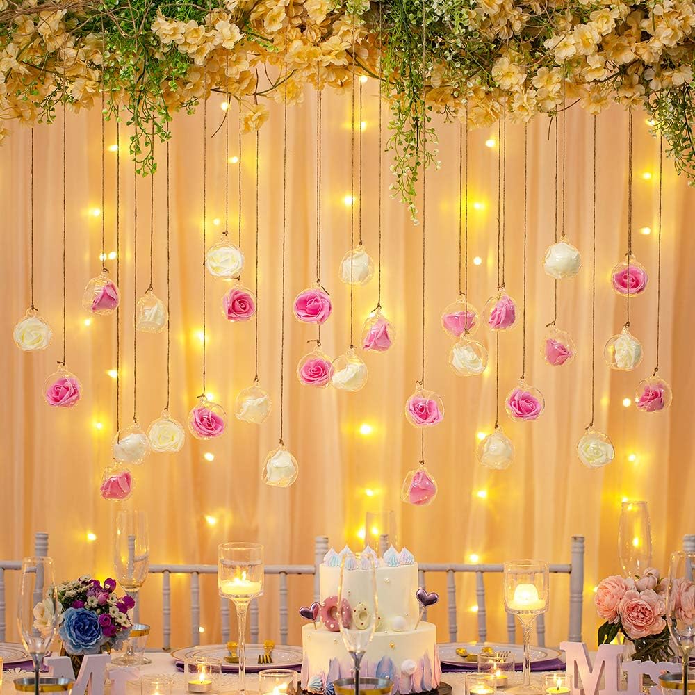 Sziqiqi Hanging Glass Globes Orbs Tea Light Candle Holders fillable with Trinkets for Wedding Ornaments, Wedding Birthday Christmas Party Centerpiece Accessory 2.36inch 30pcs +6 Extra-VerdiqueGarden