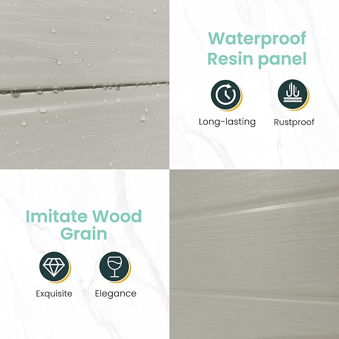 UDPATIO Outdoor Storage Shed 5x3 FT, Garden Plastic Sheds & Outdoor Resin Shed with Lockable Door for Backyard, Patio, Lawn, Light Grey-VerdiqueGarden