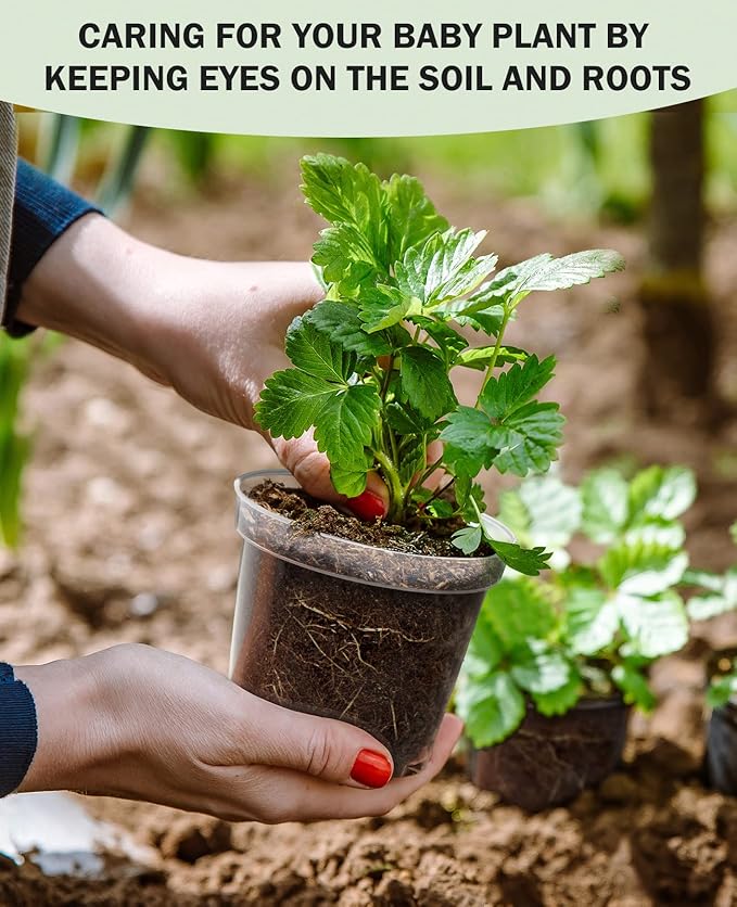 homenote Clear Nursery Pots for Plants,4 Inch Plant Pot for Planting Plastic Seedling with Drainage Holes Seed Starter Flower High Transparency with 20 Labels (60 Pack)-VerdiqueGarden