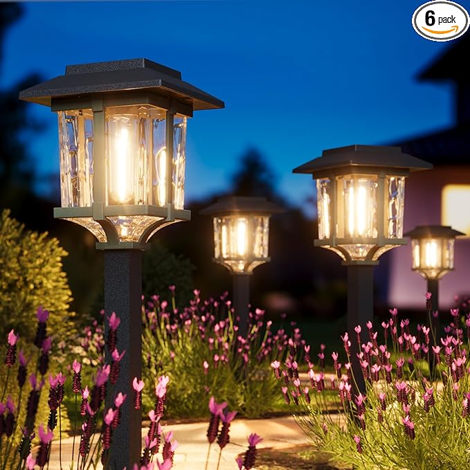 XMCOSY+ Solar Outdoor Lights Waterproof IP65, Solar-Powered Garden/Yard/Pathway Lights with Warm White 2-Tone Bronze-Wood Stainless Steel Design for Landscape Driveway Walkway Decorative-VerdiqueGarden