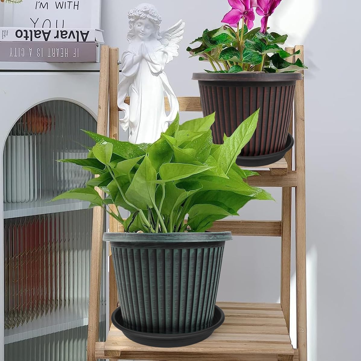 1 Pack of 26 inch Plant Saucer, Large Plant Tray, Heavy Sturdy Plant Drainage Tray for Indoors, Bird Bath Bowls, Sturdy Plastic Pot Tray for Planter (Black)-VerdiqueGarden