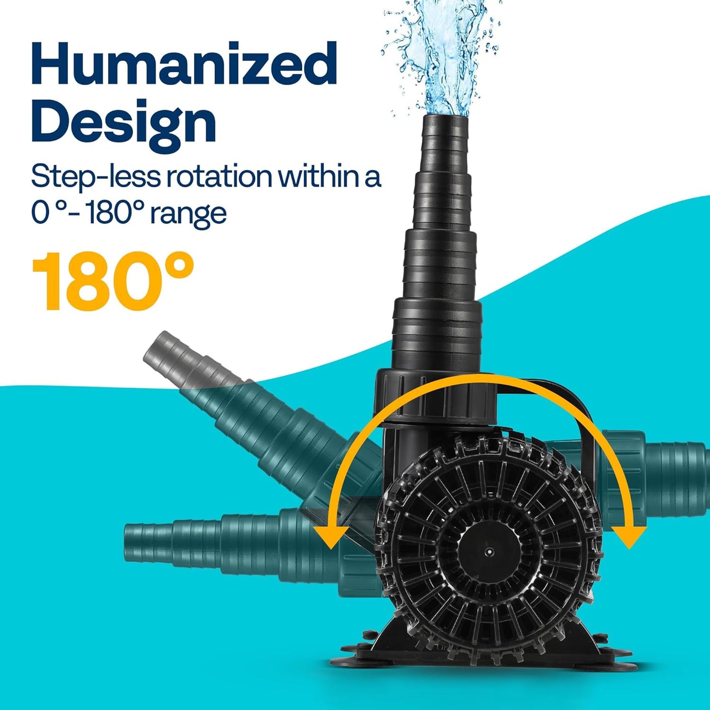 VIVOHOME 175W 3000GPH Submersible Water Pump with 180° Seamless Adjustable Nozzle and Barrier Bag for Koi Pond Waterfall Fountains Fish Tank-VerdiqueGarden