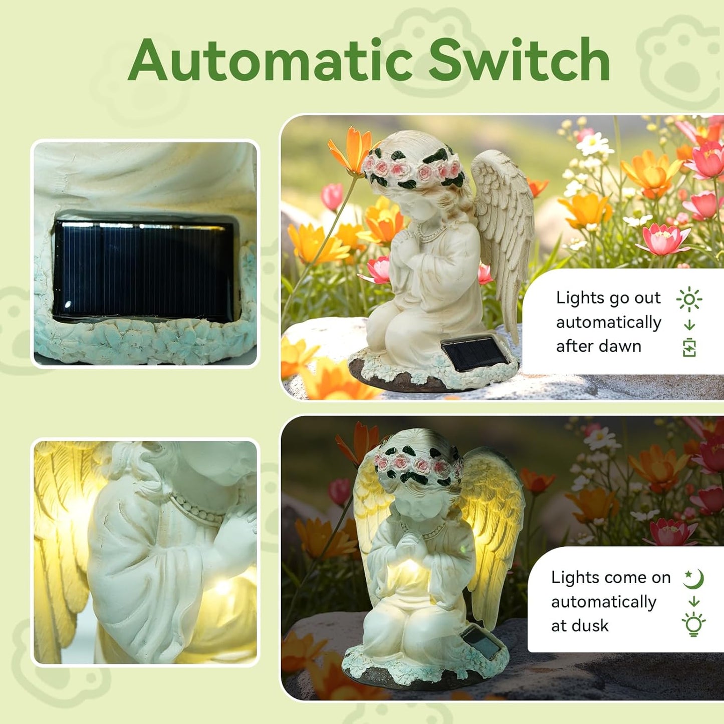 Solar Angel Garden Statues with LED Lights, Outdoor Decor for Patio Yard Balcony - Unique Housewarming Birthday Gifts for Women Mom Grandma-VerdiqueGarden