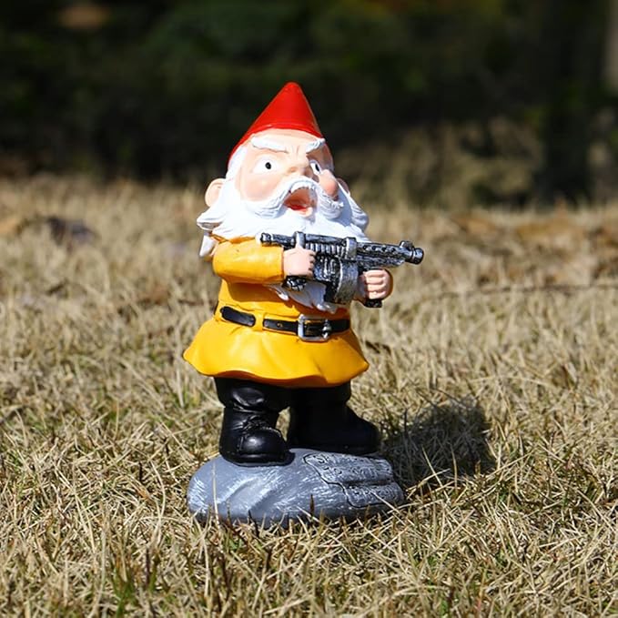 Garden Gnomes Outdoor Funny Garden Gnomes Funny Gnomes with Guns - for Indoor Outdoor Garden Gnome Sculpture Patio Yard Lawn Dwarf Decoration-VerdiqueGarden