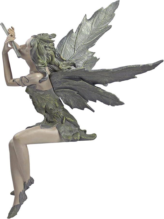 Design Toscano CL95276 Fairy of The West Wind Sitting Garden Statue, 19 Inch, Set of Two, Two Tone Stone-VerdiqueGarden