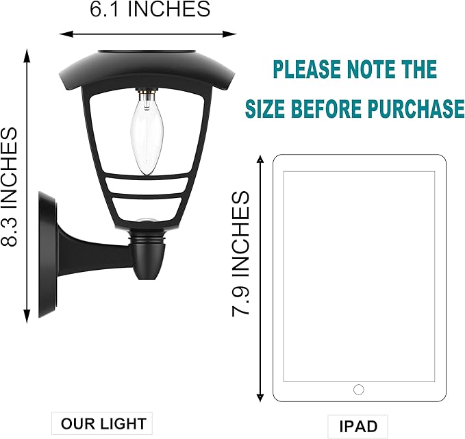 MAGGIFT 2 Pack Solar Powered Wall Lantern, Outdoor 10 Lumen LED Edison Bulb Solar Warm White Lights Wall Sconce with No Wiring Required,Fixture with Wall Mount Kit-VerdiqueGarden