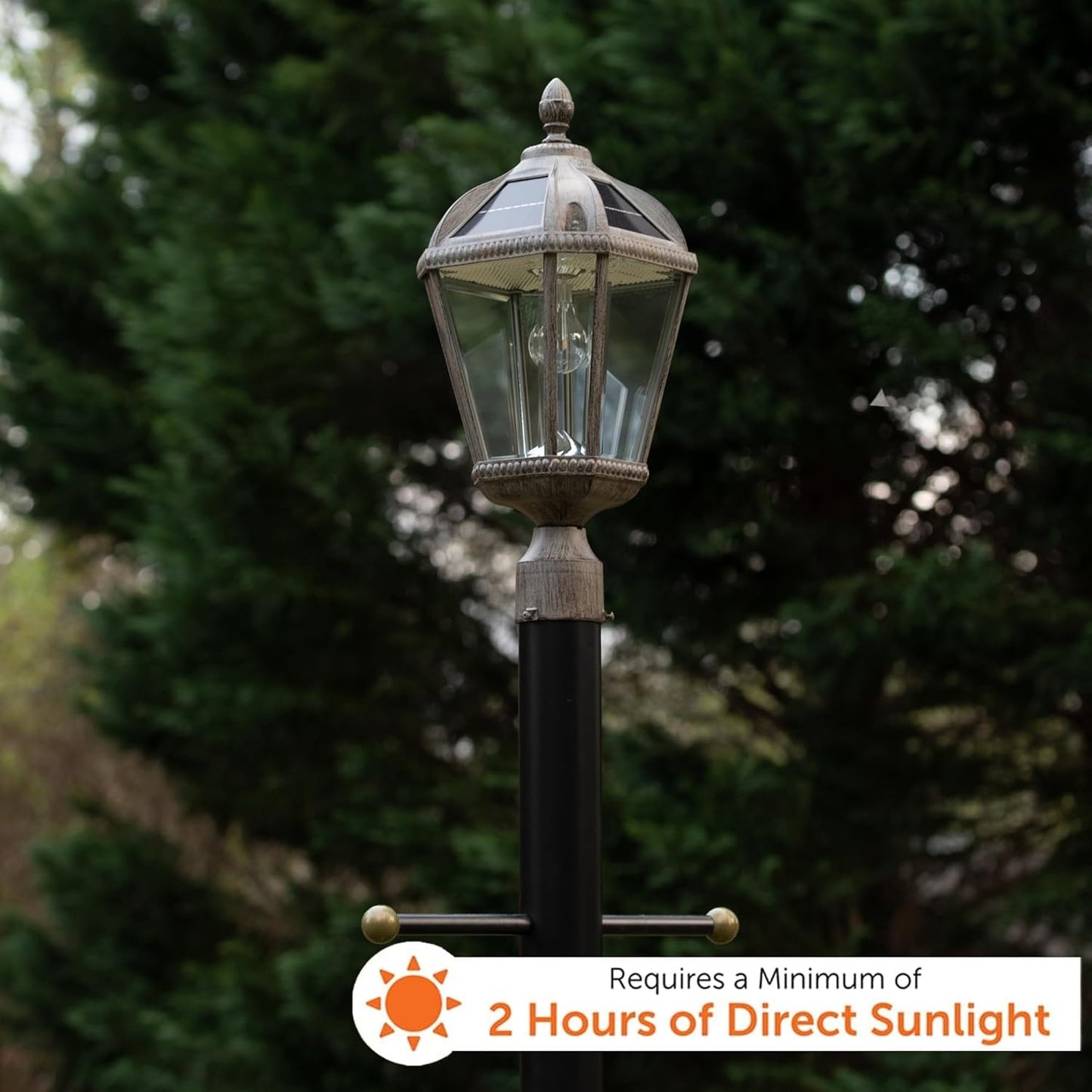 Gama Sonic Outdoor Solar Lamp Post Light, Weathered Bronze Finish Aluminum, Royal Bulb, Beveled Glass, 3-inch Fitter for Lamp Posts, 98B312, Upgraded-VerdiqueGarden