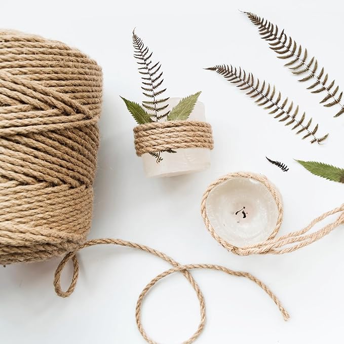 Natural Jute Twine,164 Feet 8mm inch Hemp Twine Rope for Gift Wrapping Craft Plant Garden Christmas Handmade Arts Decoration Packing String Home Decor-VerdiqueGarden