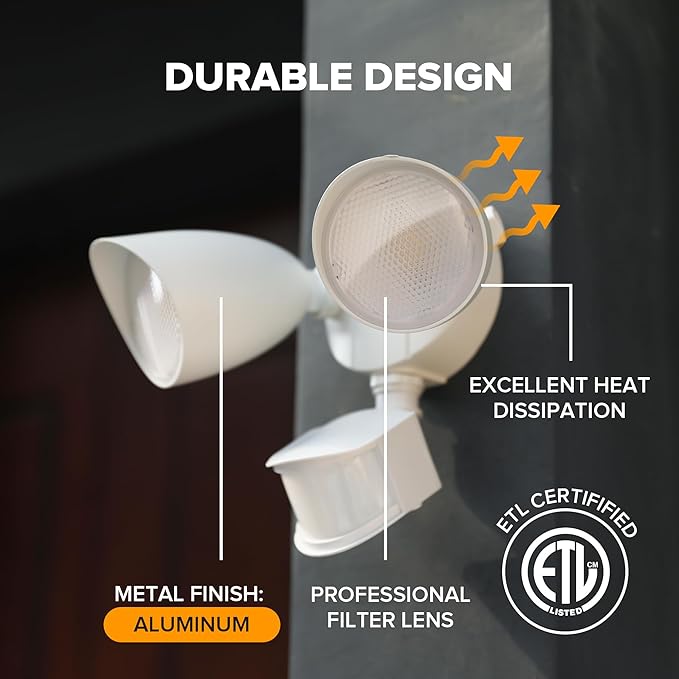 UME 2 Pack 32W 3500 Lumen LED Security Lights Motion Sensor Light Outdoor, 5000K Daylight, IP65 Waterproof, Dusk to Dawn, Motion Detector Flood Light for Garage, Yard, Porch-White-VerdiqueGarden