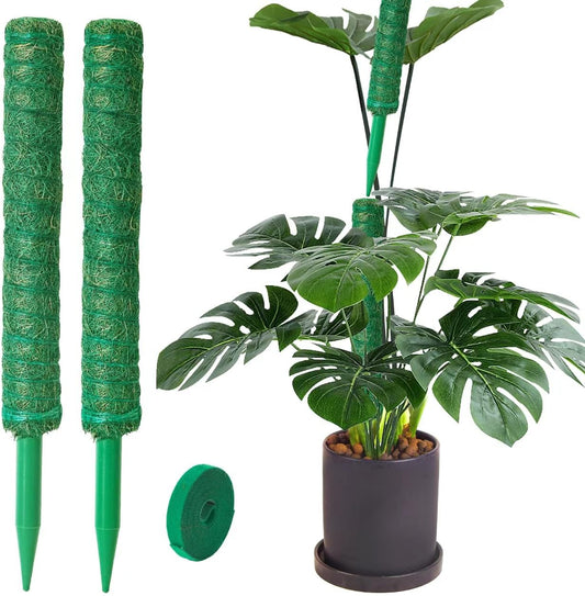 2 Pack Moss Pole, LveSunny 16 Inch Green Stackable Monstera Plant Support, Ideal Moss Poles for Climbing Plants, Moss Pole for Plants Indoor, Plant Support Stakes for Monstera and Potted Plants-VerdiqueGarden
