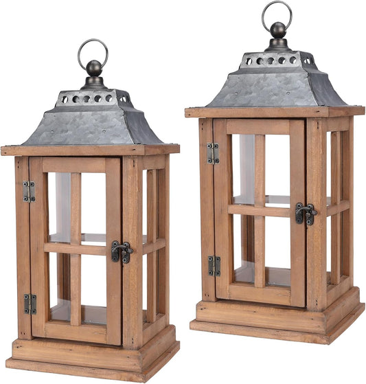 Bdor Lantern Decorative (Set of 2) - 15in IP65 Waterproof Vintage Style Candle Lantern, Decorative Lanterns for Home Decor, Indoor Outdoor, Front Porch, Garden, Farmhouse Weddings Style (No Candles)-VerdiqueGarden