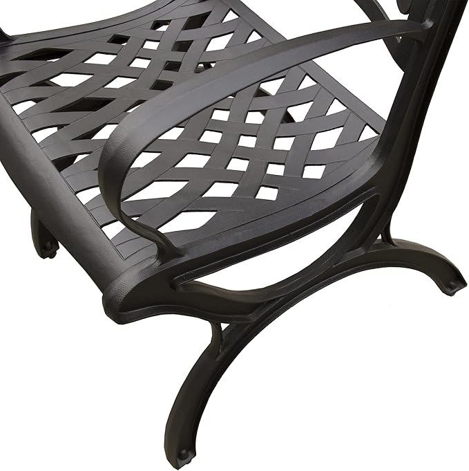 Ornate Traditional Outdoor Cast Aluminum Black Patio Dining Chair-VerdiqueGarden