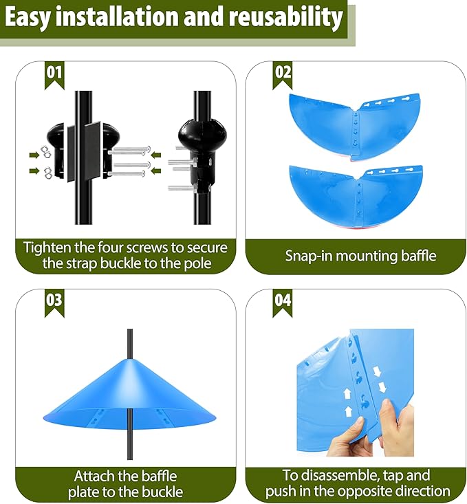 Squirrel Baffle for Bird Feeder Pole, 19 Inch Baffles Guard for Outdoor, Squirrel Proof Bird Feeders Baffle, Shepherd's Hook for Outside (Blue)-VerdiqueGarden