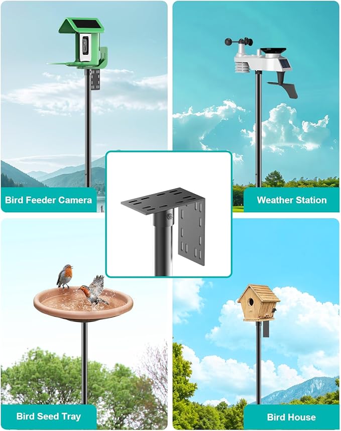 Bird Feeder Pole – 75 Inch Height Bird House Pole with 1-Inch Dia Heavy Duty for Birdfeeders, Feeding Stand with Mount Kit for Outdoor, Slip-Fit Connection-VerdiqueGarden