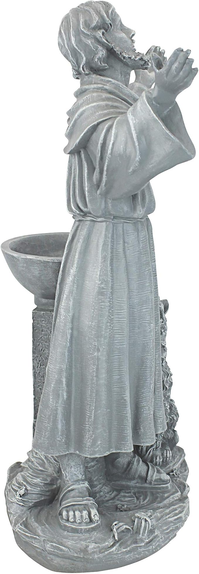 Design Toscano Francis of Assisi Blessing Religious Garden Decor Statue with Bird Bath Feeder, 19 inches Tall, Cast Stone Resin, Gray Stone Finish-VerdiqueGarden