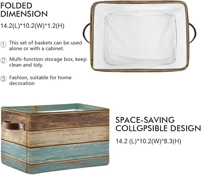 Wood Print Rectangular Storage Basket Retro Vintage Organizer Bin Shelf Baskets For Clothes Gifts For Home Office Dorm-VerdiqueGarden