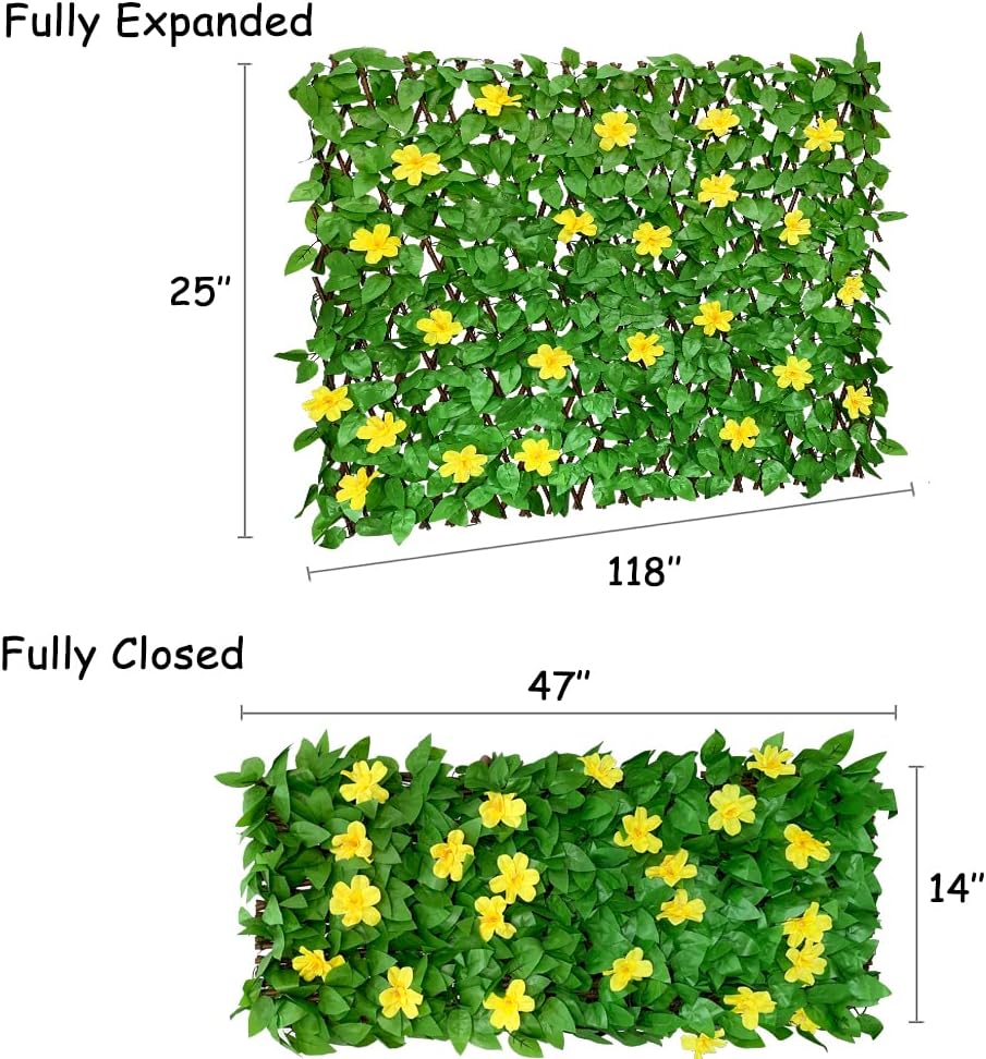 Expandable Fence Privacy Screen for Balcony Patio Outdoor,Decorative Faux Ivy Fencing Panel,Artificial Hedges (Single Sided Leaves)-VerdiqueGarden