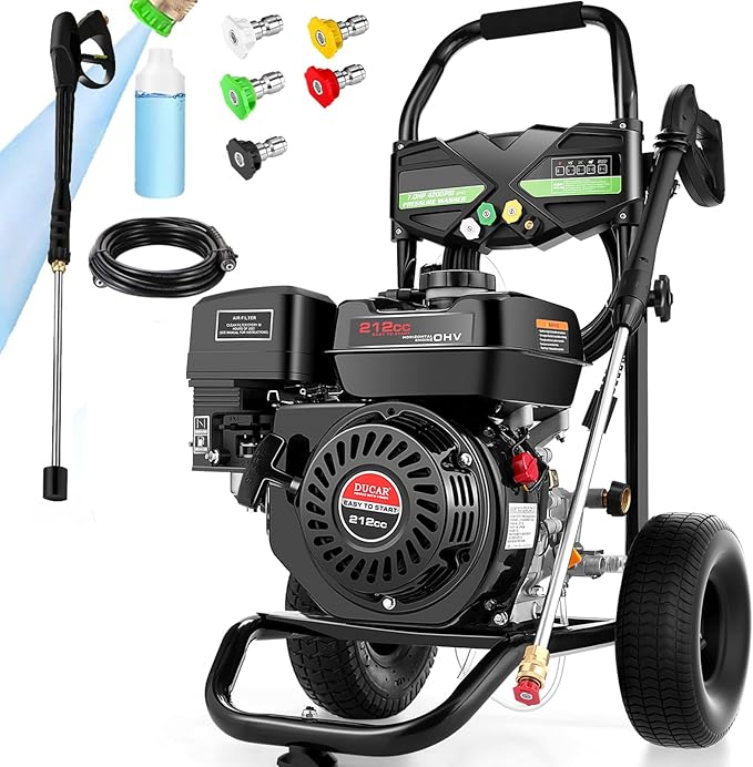 4200PSI Pressure Washer 4.0GPM Gas Power Washer 212CC Gas Powered Washing Machine Commercial High Pressure Washer with 25ft Hose&5 Nozzles for Patio Garden Yard Vehicle,EPA/CARB/ETL-VerdiqueGarden