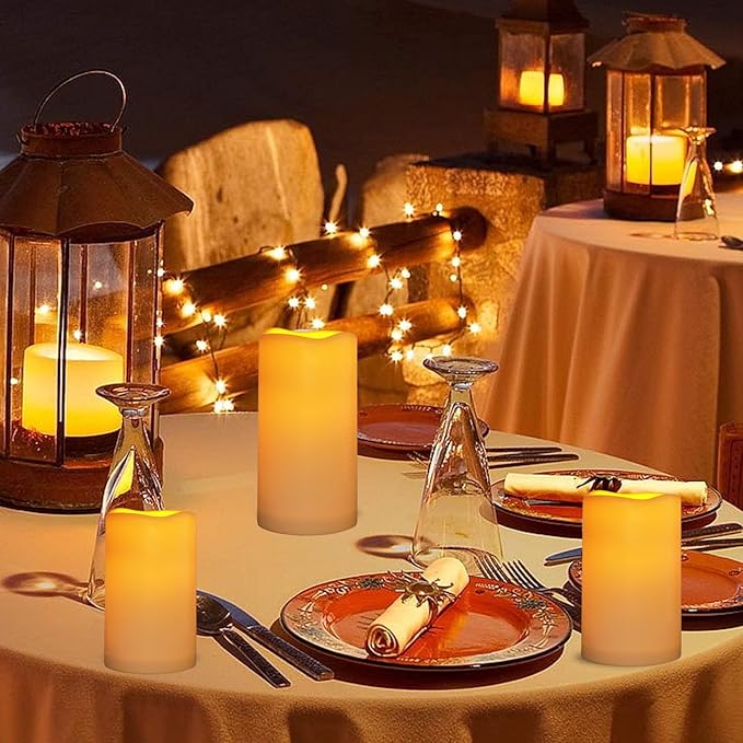 15Pack Waterproof Flameless Remote Control Candles (D3''*H5.5''） Battery Operated Flickering LED Pillar Candle，plastic with 10-Key 24Hours Timer for Outdoor/Indoor Party Garden Lanterns Porch Ivory-VerdiqueGarden