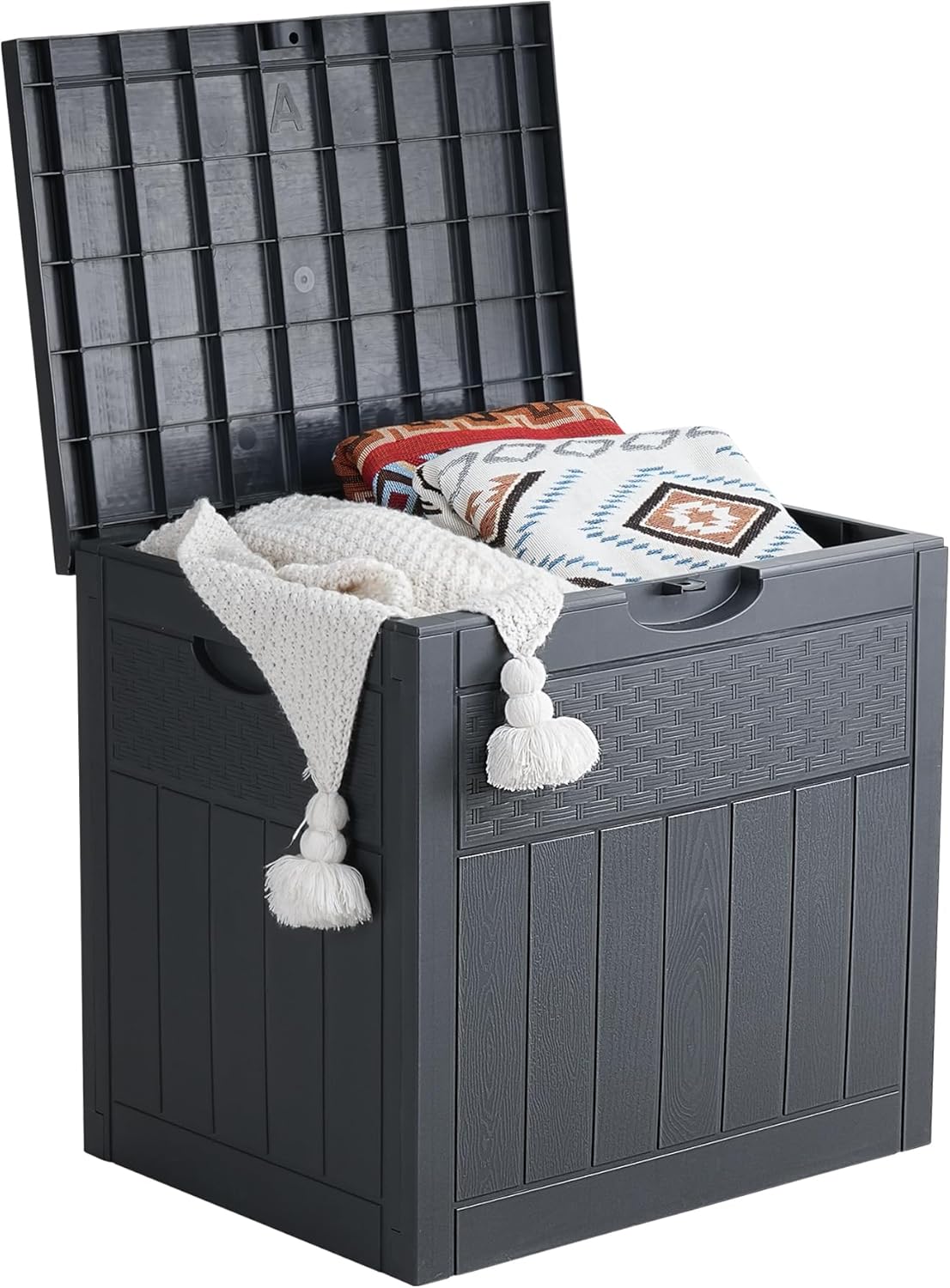 33 Gallon Deck Box, Small Outdoor Storage Box Waterproof, Lockable Secure Package Bin Delivery Box for Outside Front Porch, Patio Cushions Storage Box, Delivery Driver Snack Box for Porch, Grey-VerdiqueGarden