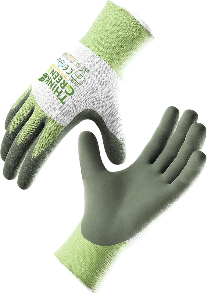 COOLJOB 3 Pairs Gardening Gloves for Women Men, 100% Recycled Polyester with Rubber Coated for Garden Patio Yard Lawn Work, Green, White & Grey, Small Size-VerdiqueGarden