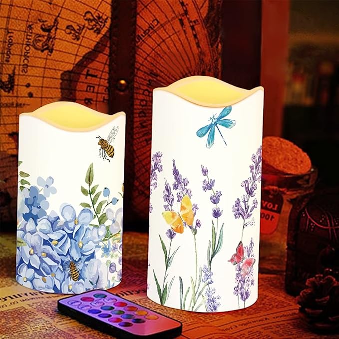 Ystardream Lavender Orchid LED Flameless Candles with Remote and Timer, Battery Operated Flickering for Festival Wedding Home Party Decor 4pcs-VerdiqueGarden